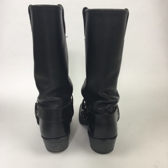 Unisex Frye Black Moto Motorcycle Harness Boots - Picture 5 of 7